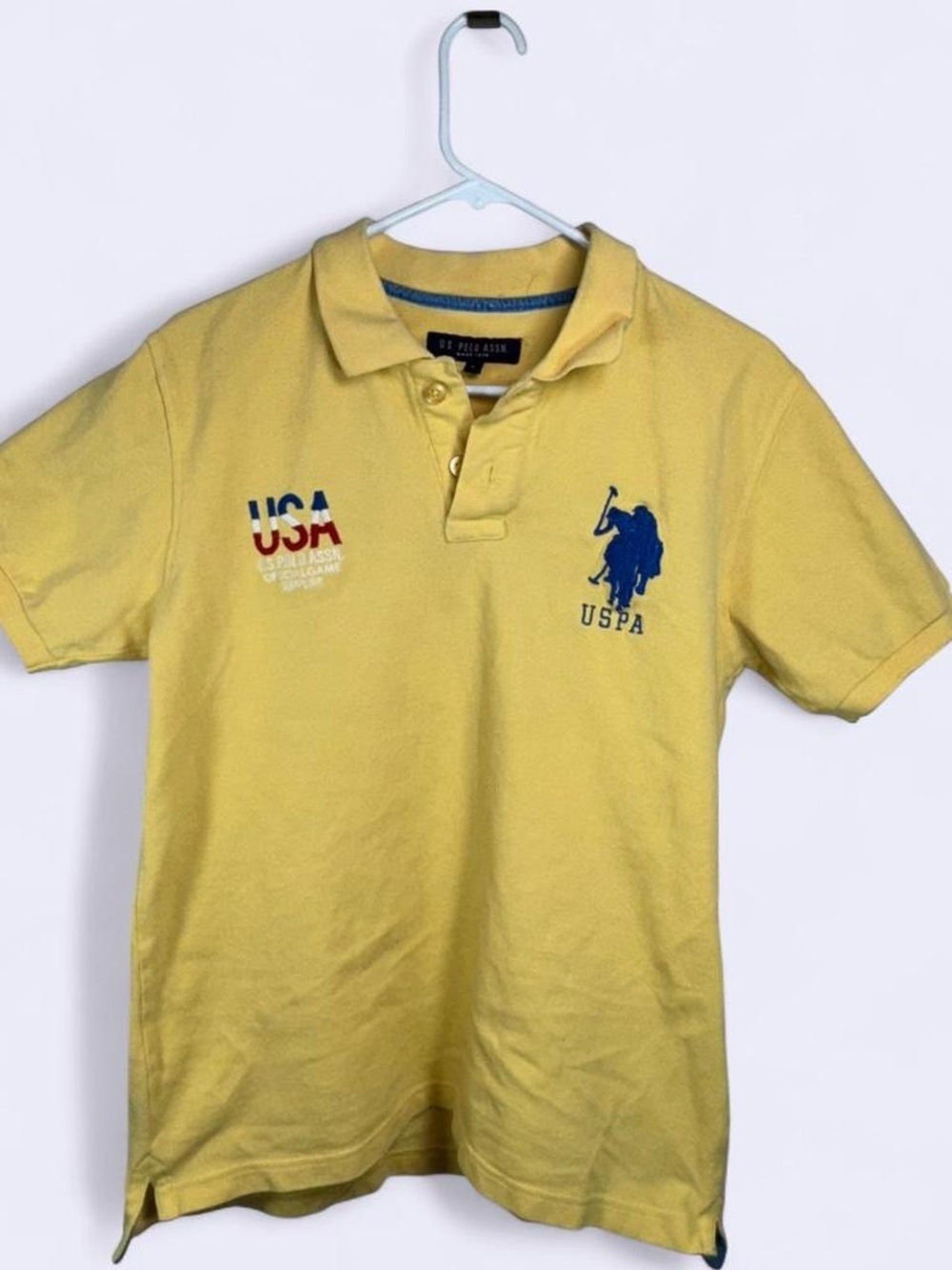U.S. Polo Assn. USA Graphic Polo Shirt Yellow Men’s Large Patriotic Cotton